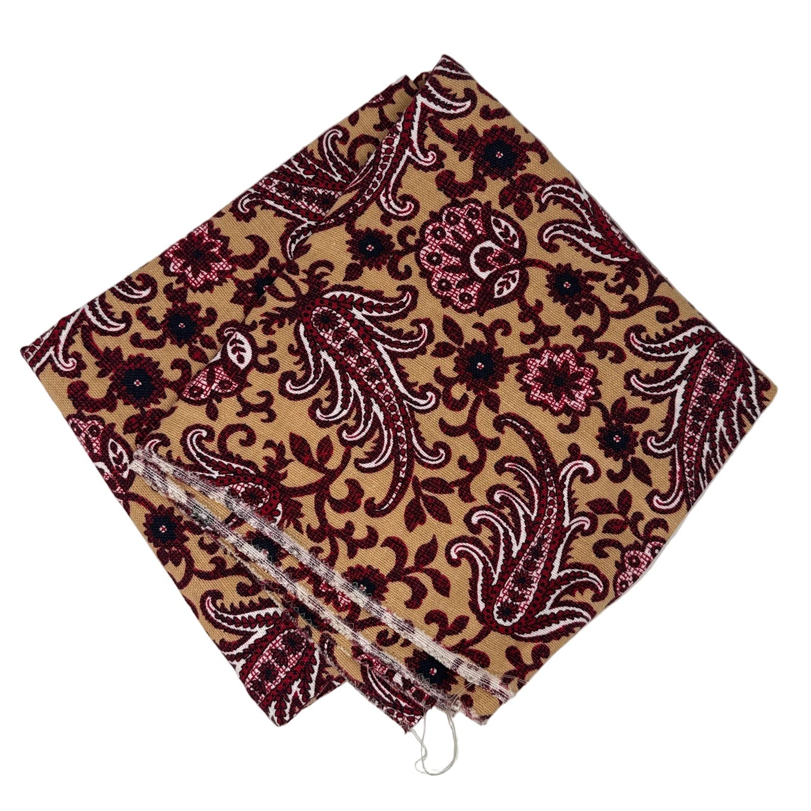 Vintage 60s Fabric Barkcloth Floral Brown Wine Black 73x42