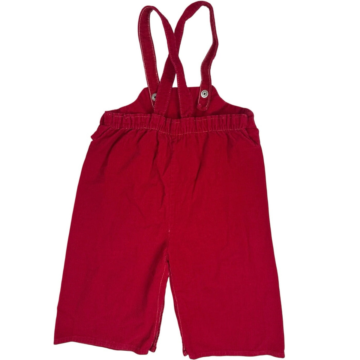 Vintage 1950s Baby Red Corduroy Bib Overalls Snap Crotch 1-3 Months