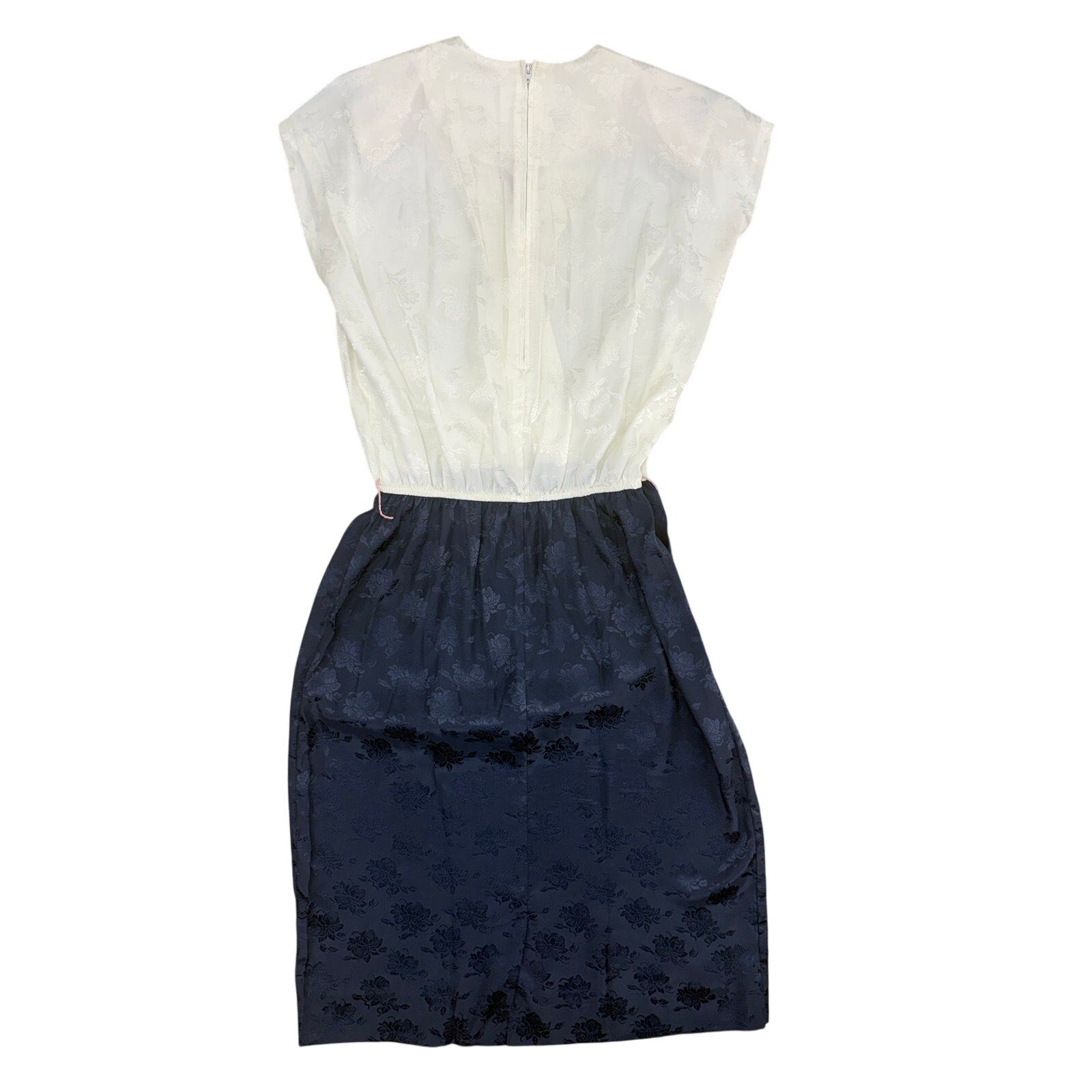 Vintage 70s Women's 12 Leslie Fay Petites Navy White Dress Jacket Set USA