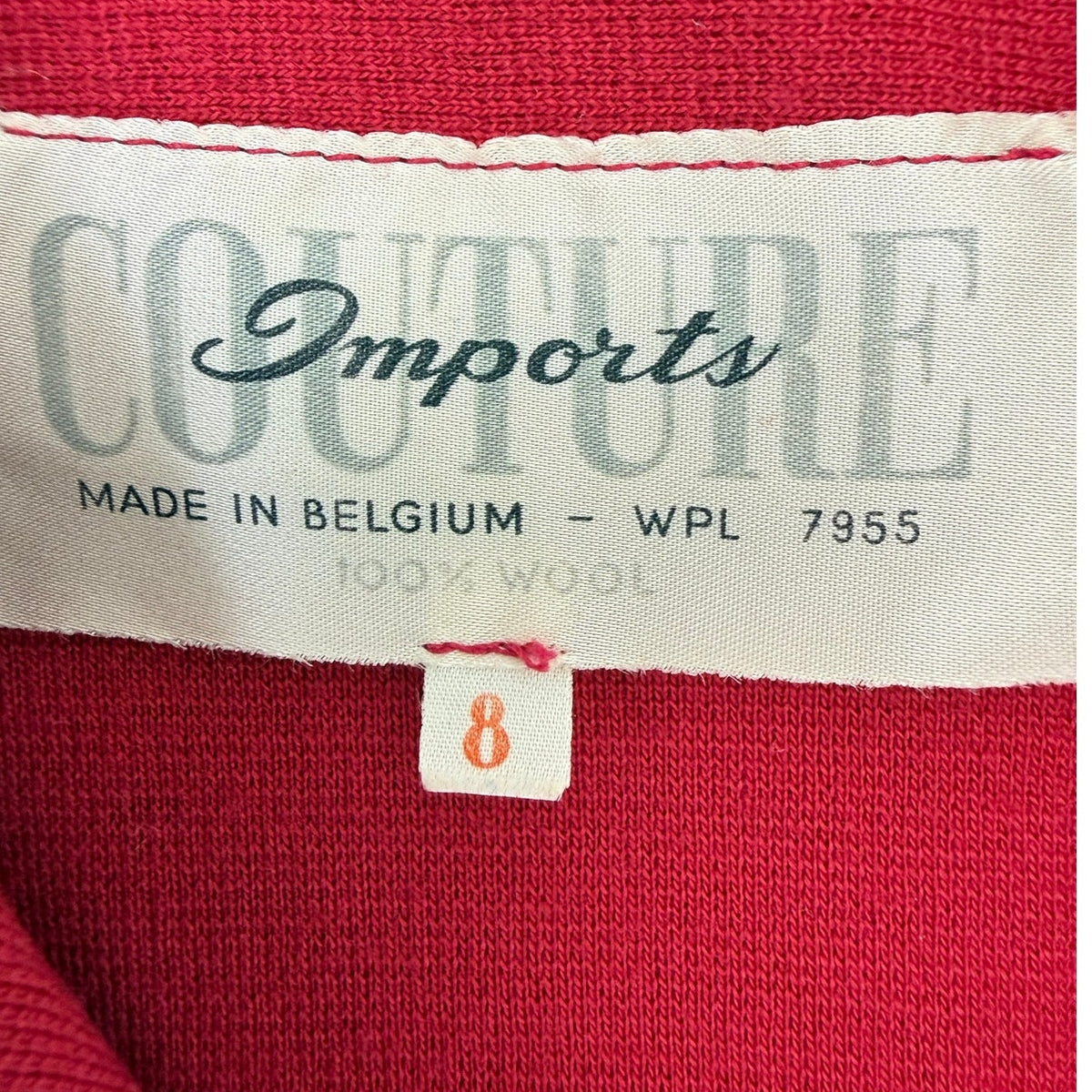 Vintage 60s Women's 8 Couture Imports Red Wool Belgium Knit 3 Pc Skirt Suit Set