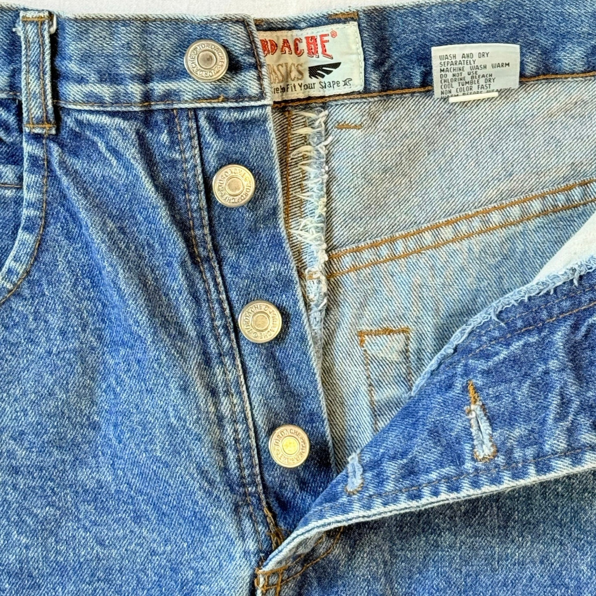 Vintage 90s Women's 7/8 High Waist Denim Jean Skirt Button Down Jordache