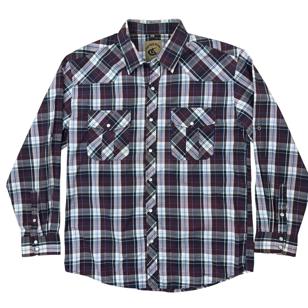 Vintage 90s Men's Large Button-Down Shirt Plaid Pearl Snap Western 44 Chest