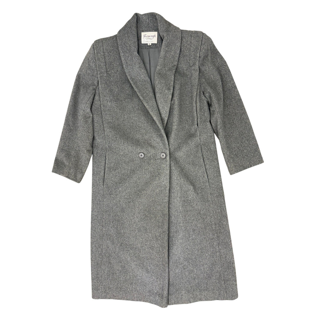 Vintage 80s Women's 2 Ferncroft Gray Wool Cashmere Blend Long Coat USA Made