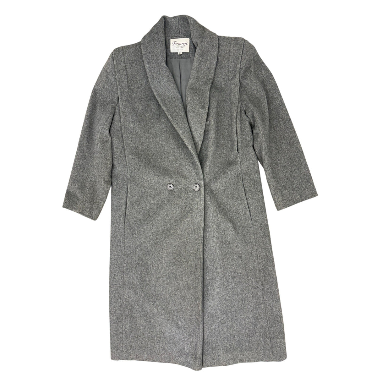 Vintage 80s Women's 2 Ferncroft Gray Wool Cashmere Blend Long Coat USA Made