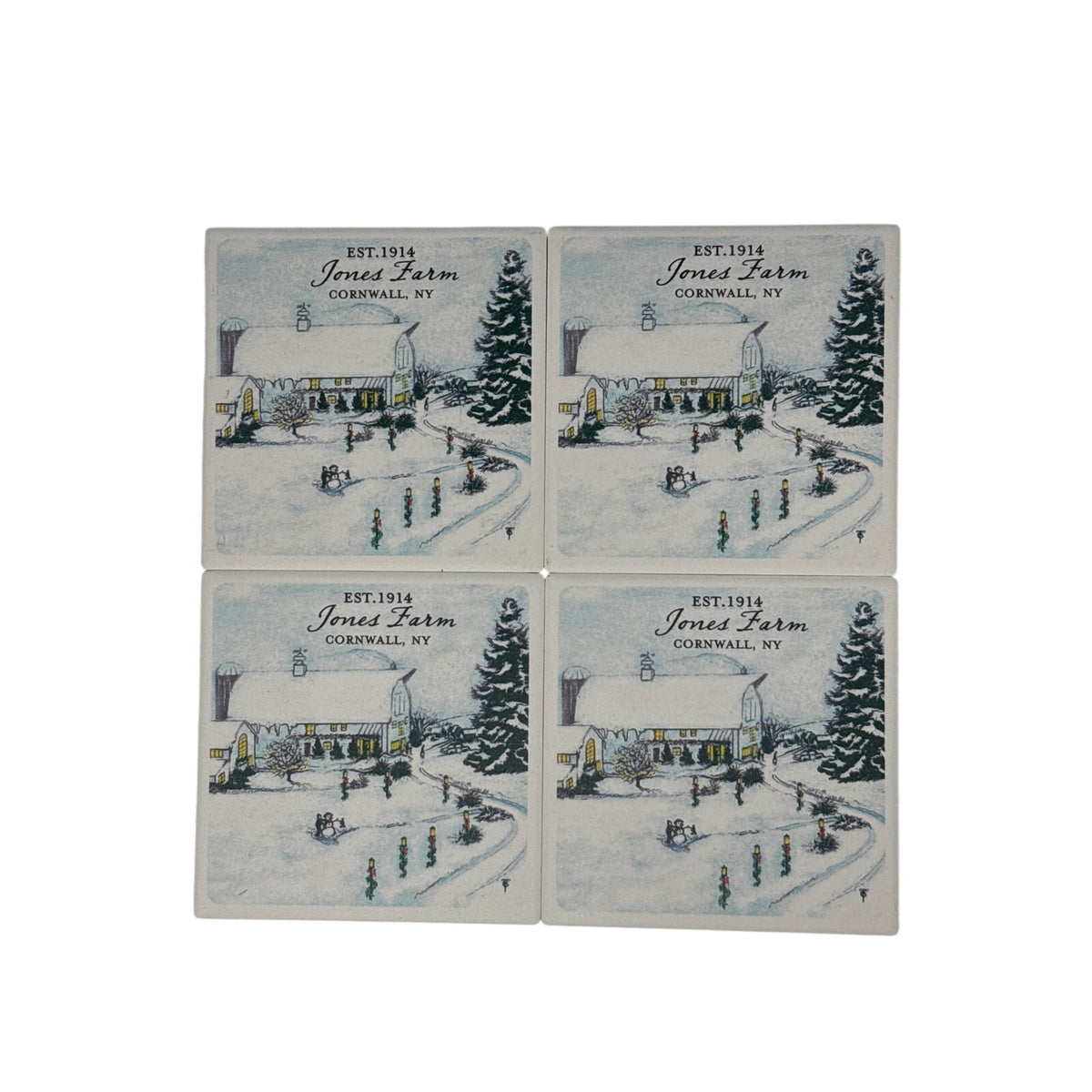 Vintage Barlow Designs Multicolor Jones Farm Absorbent Coasters Set of 4