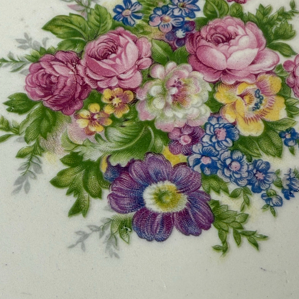 Vintage 40s Royal China Gold Handled Cake Plate Floral Filigree USA83