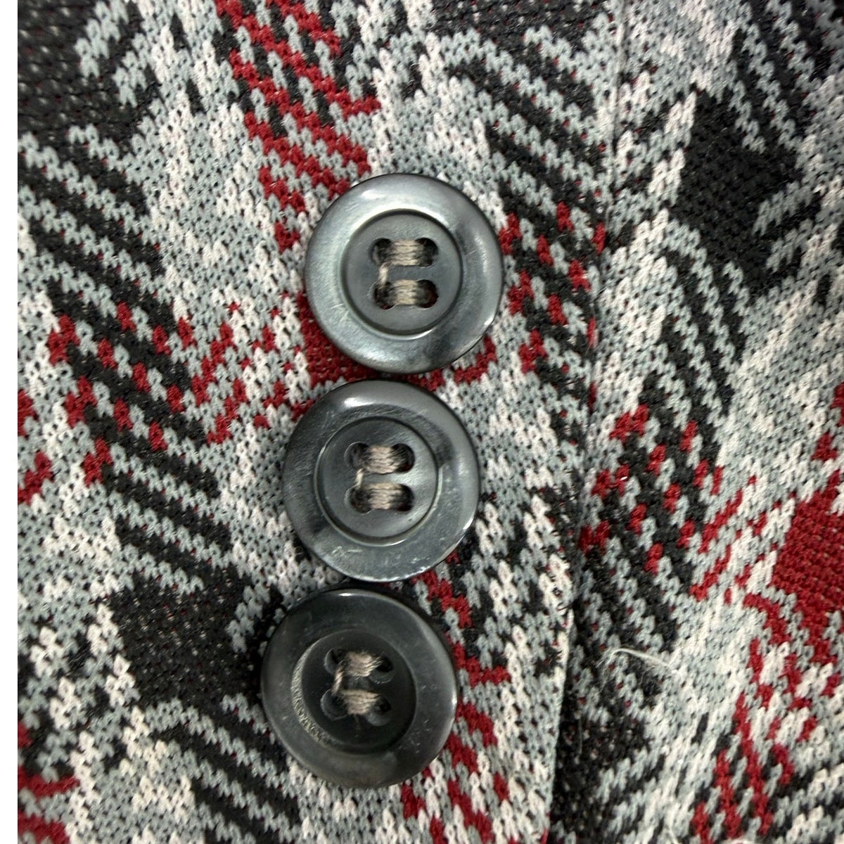 Vintage 70s Men's 38R Plaid Polyester Sport Coat Blazer Red Gray