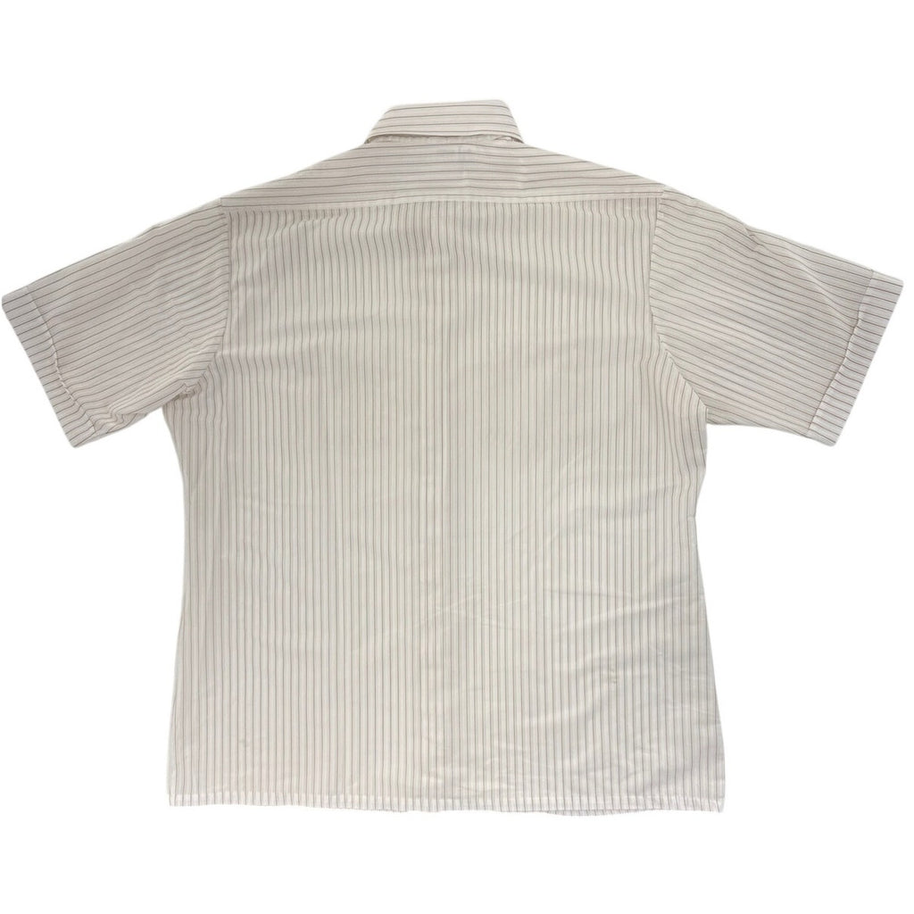 Vintage 80s White Gold Pinstripe Button Down Short Sleeve Shirt Men's XL