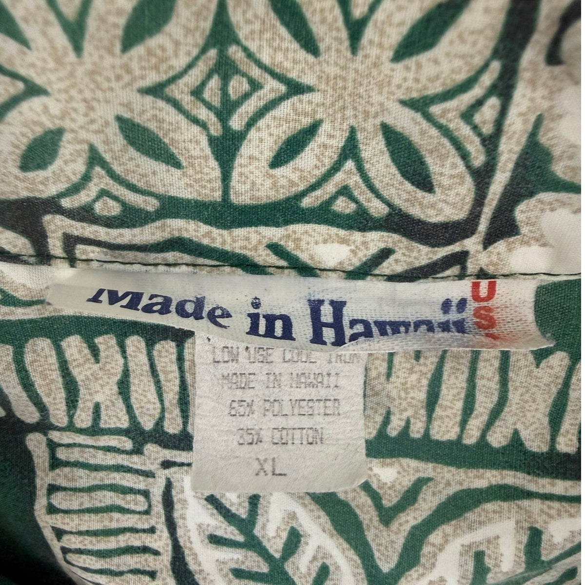 Vintage 80s Men's XL Hawaiian Shirt Green White Surfboard Turtle Print