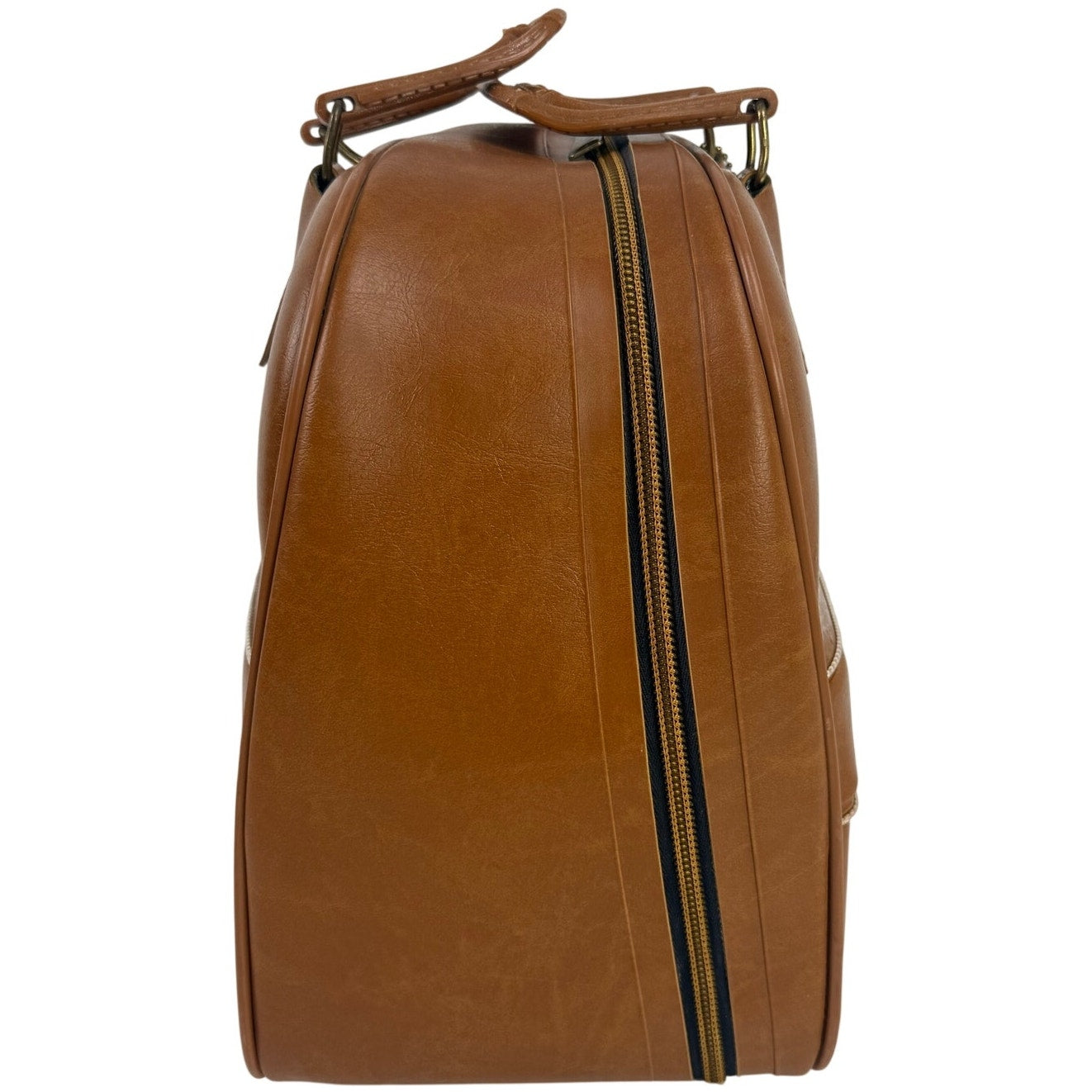 Vintage C C Brown Faux Leather Single Bowling Ball Bag Shoe Compartment