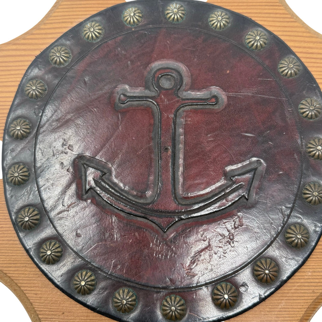 Vintage 70s Nautical Wood Trivets Anchor Ship Wheel Wall Hanging Set