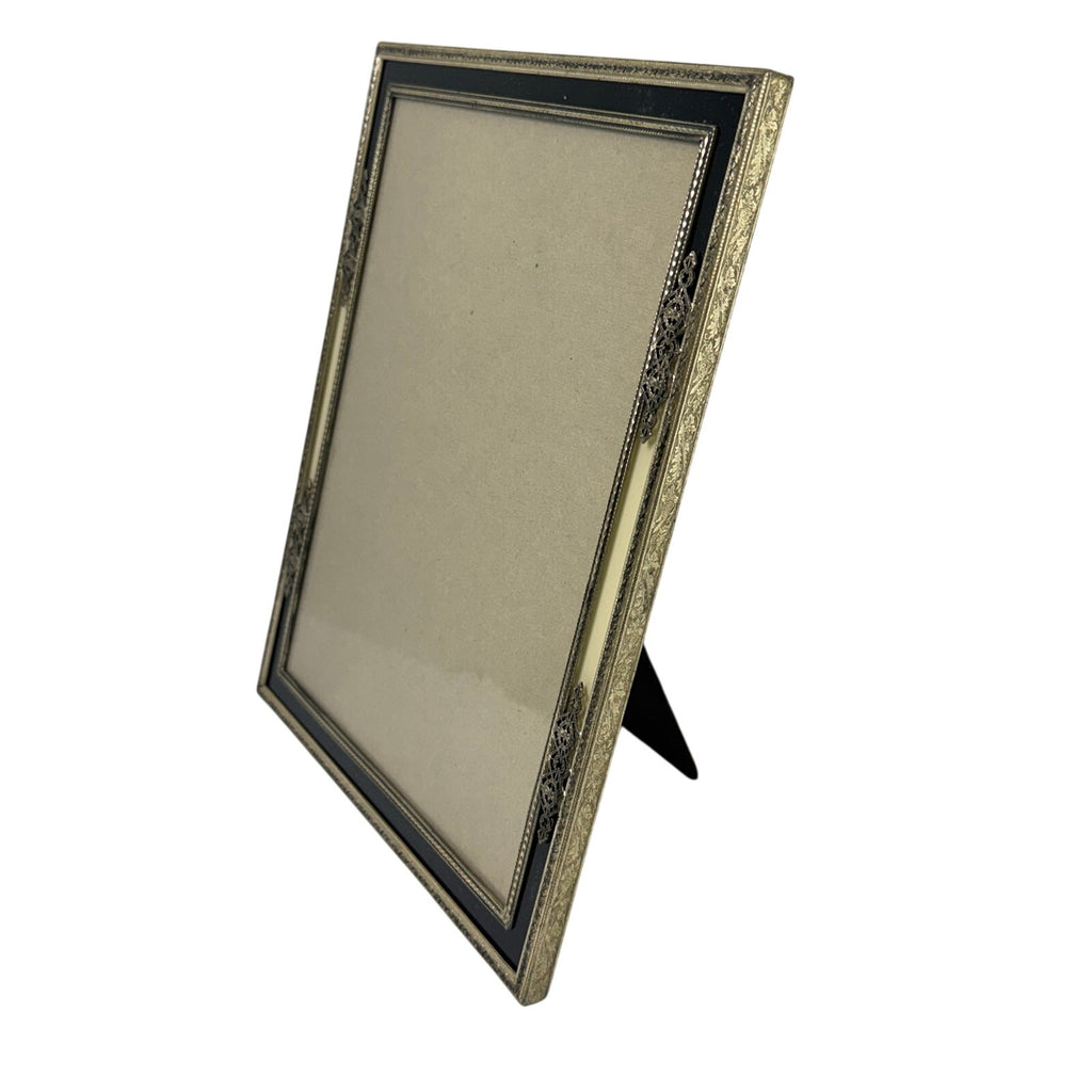 Antique Floral Metal Picture Frame Easel Back Fits 8x10 Photo Art Deco