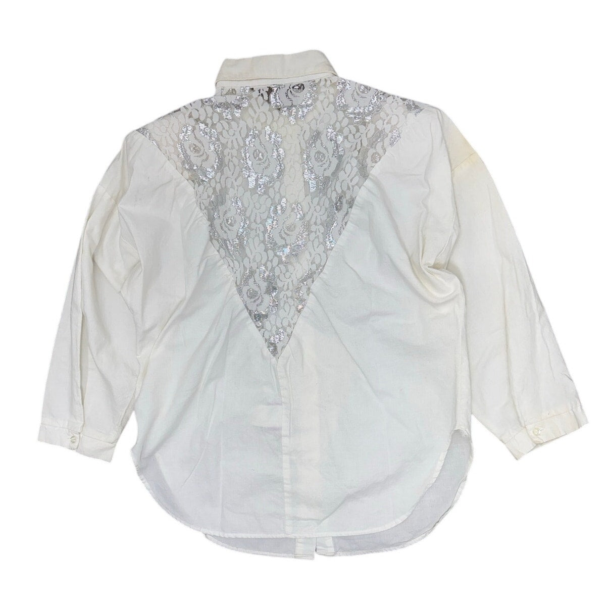 Vintage 80s Women Large Sure Thing White Lace Western Blouse Shirt USA