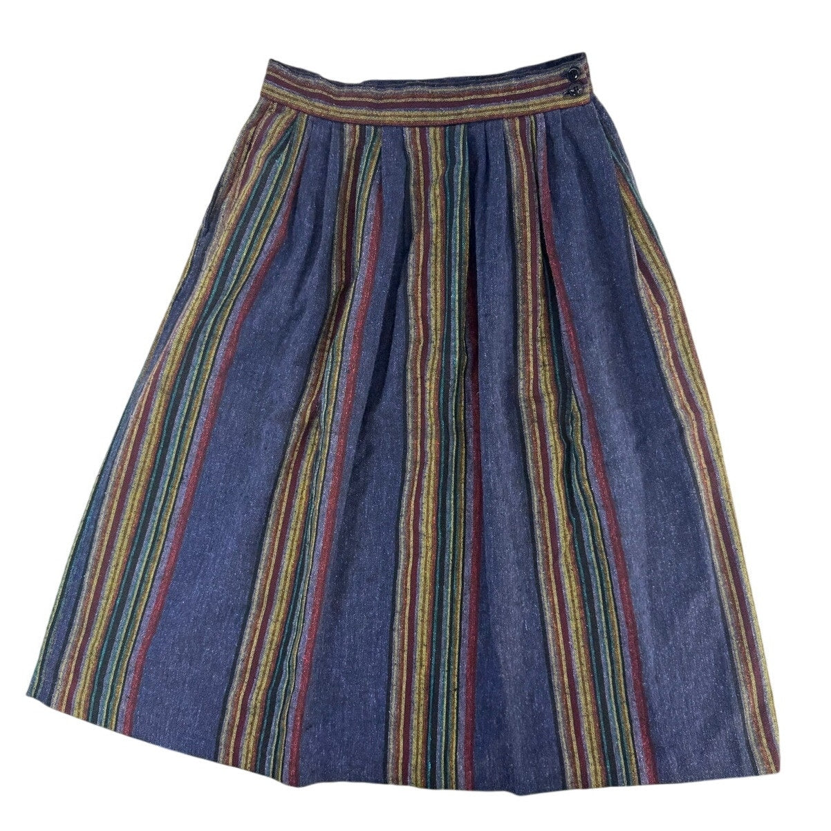 Vintage 90s Andrea Sport Guatemalan Stripe Pleated Midi Skirt 30W USA