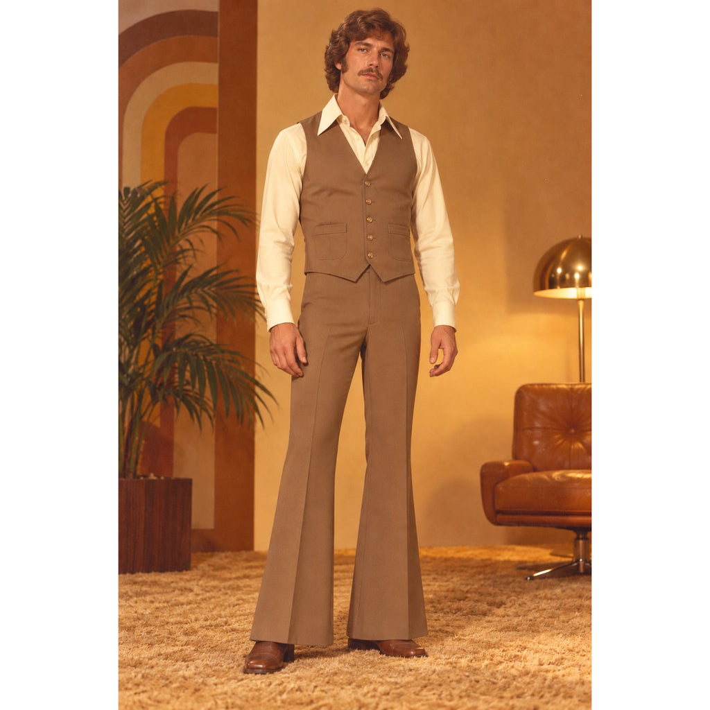 Vintage 70s Angels Flight Brown Vest and Pants Men’s Small 36" Chest, 30" Waist