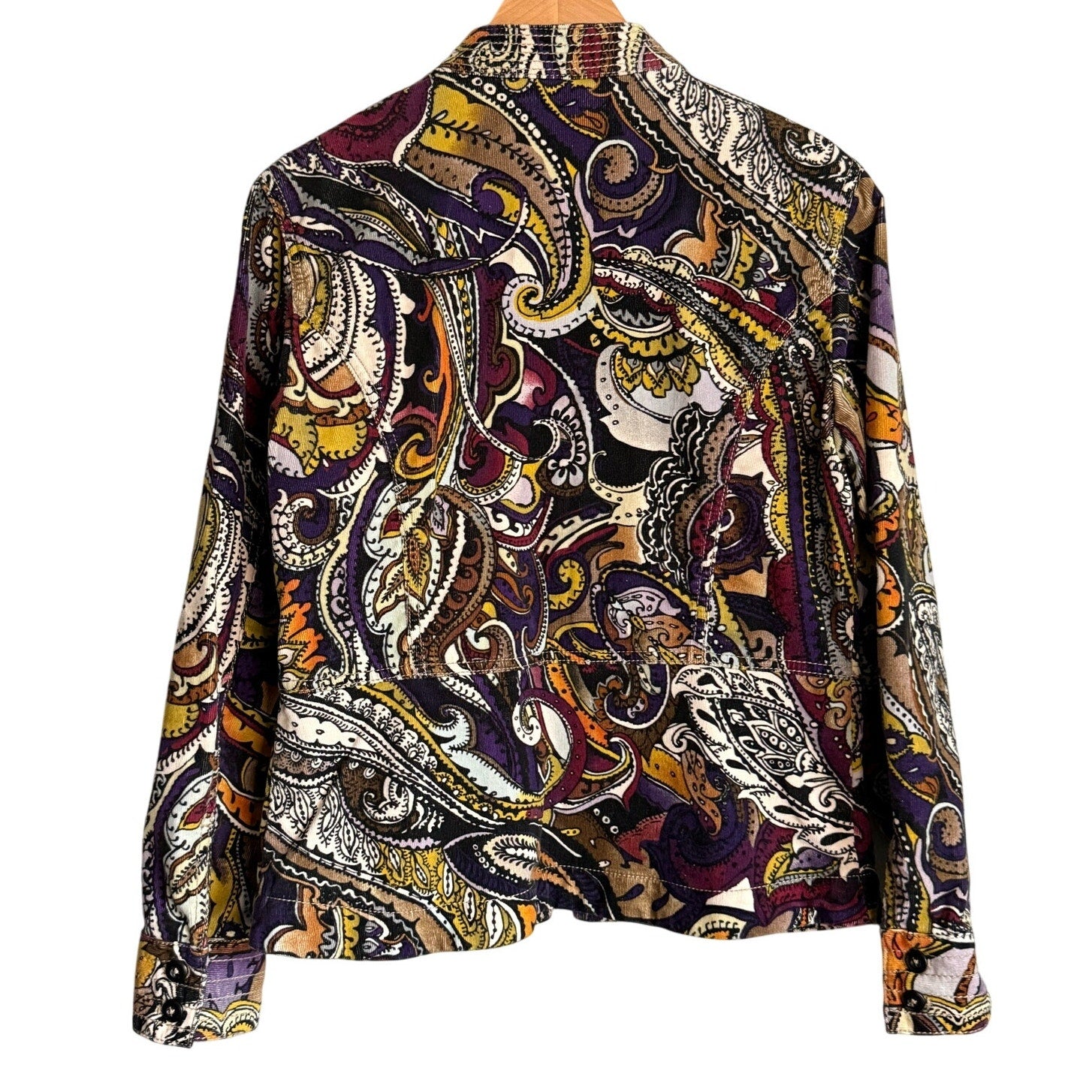 Vintage 2000s Chico’s Women's Small Corduroy Jacket Paisley Boho Zip Front