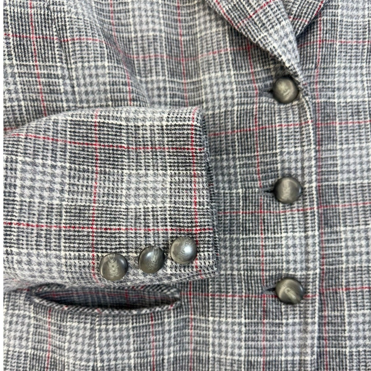 Vintage 80s Pendleton Wool Plaid Blazer Jacket Women's Small Gray Red USA