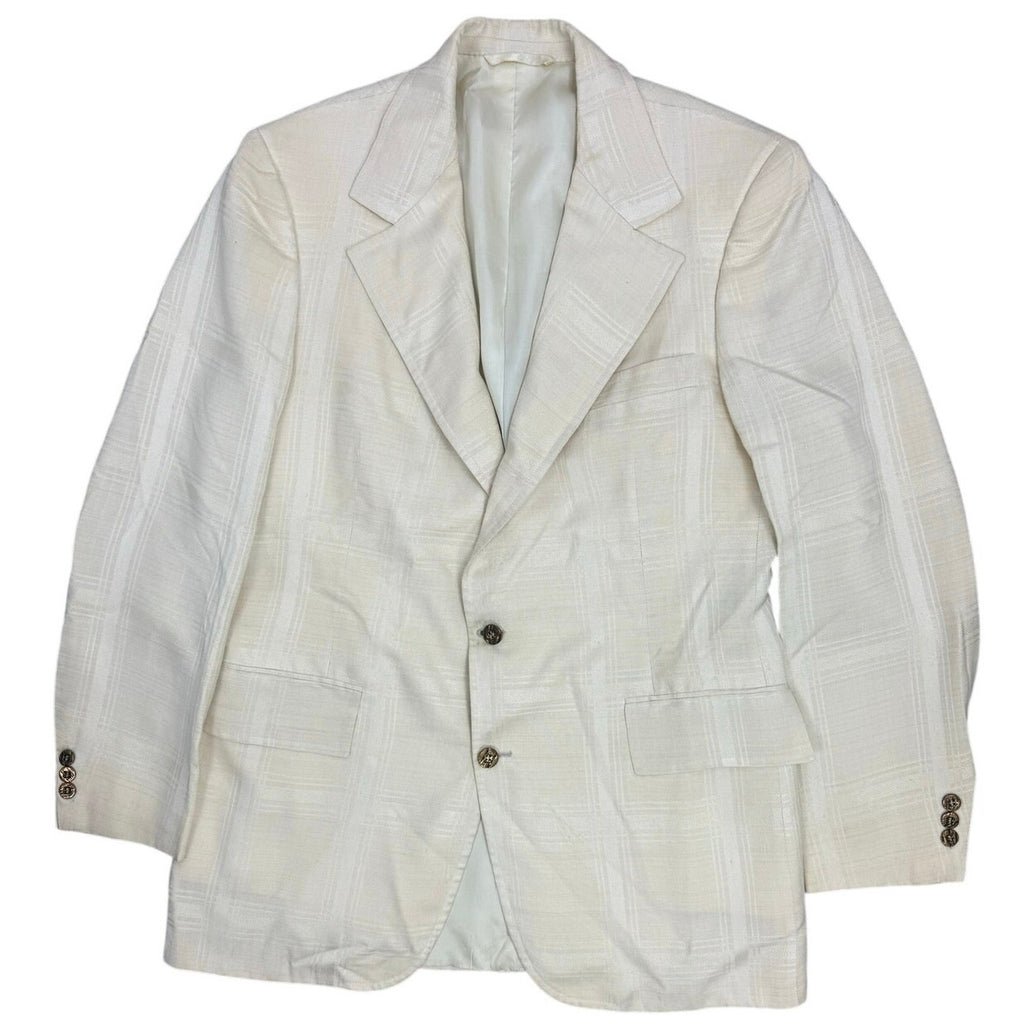 Vintage 70s Countess Mara Ivory Silk Shantung Sport Coat Blazer 44R