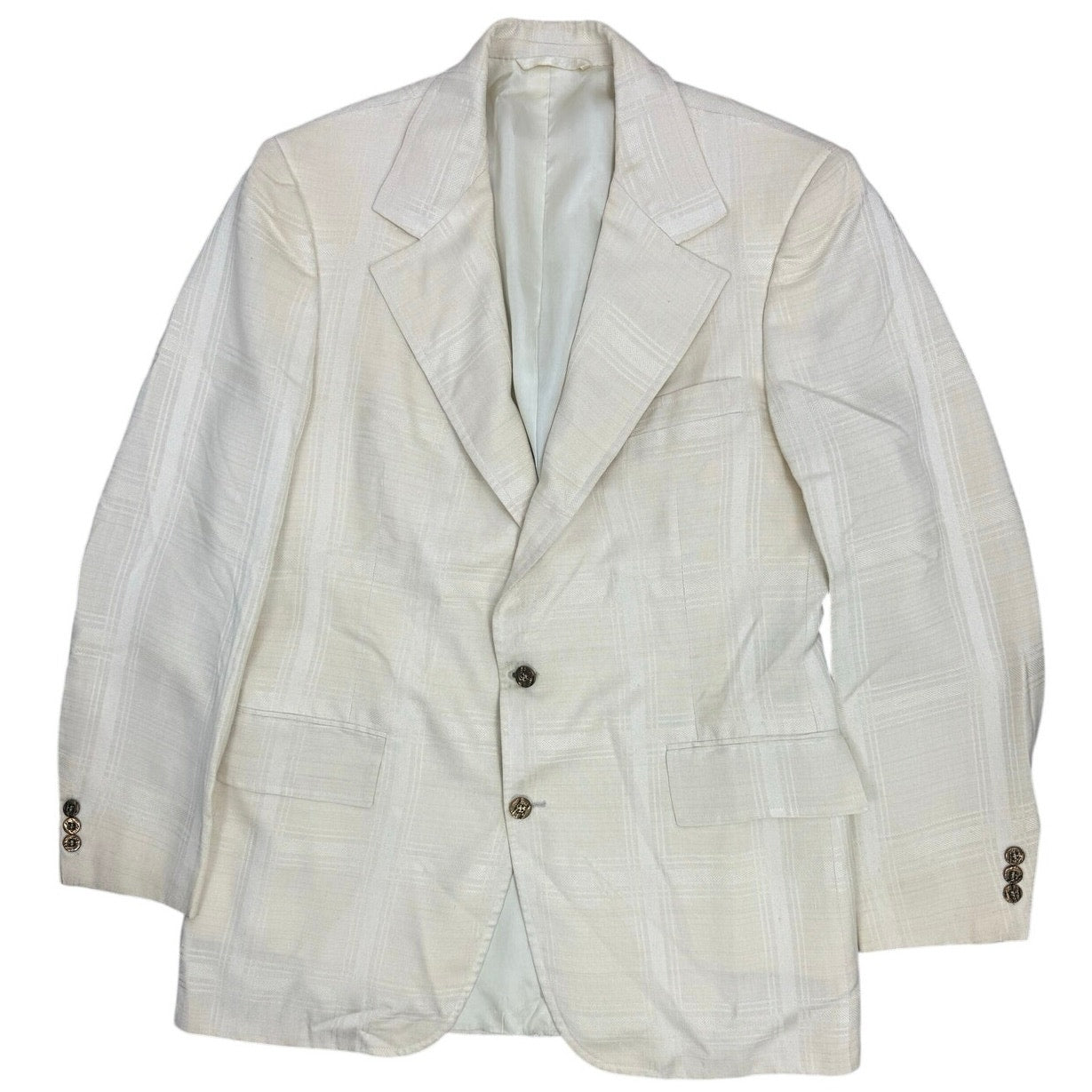 Vintage 70s Countess Mara Ivory Silk Shantung Sport Coat Blazer 44R