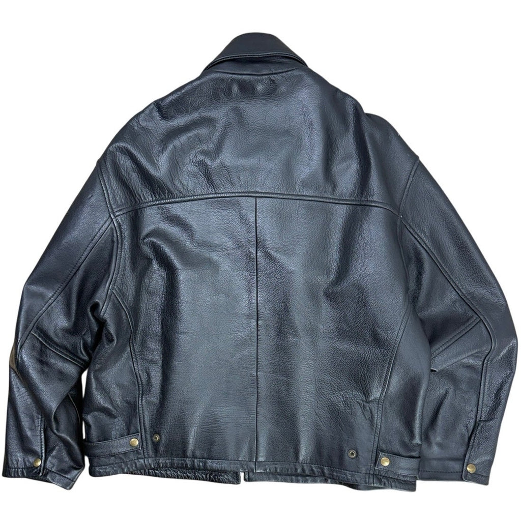 AnAum Men's 3XL Black Leather Bomber Jacket Zip Front Pakistan