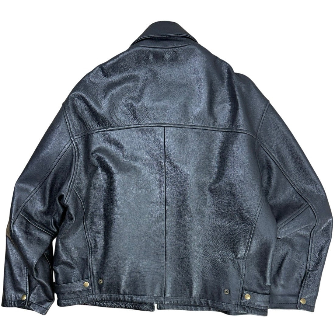 AnAum Men's 3XL Black Leather Bomber Jacket Zip Front Pakistan