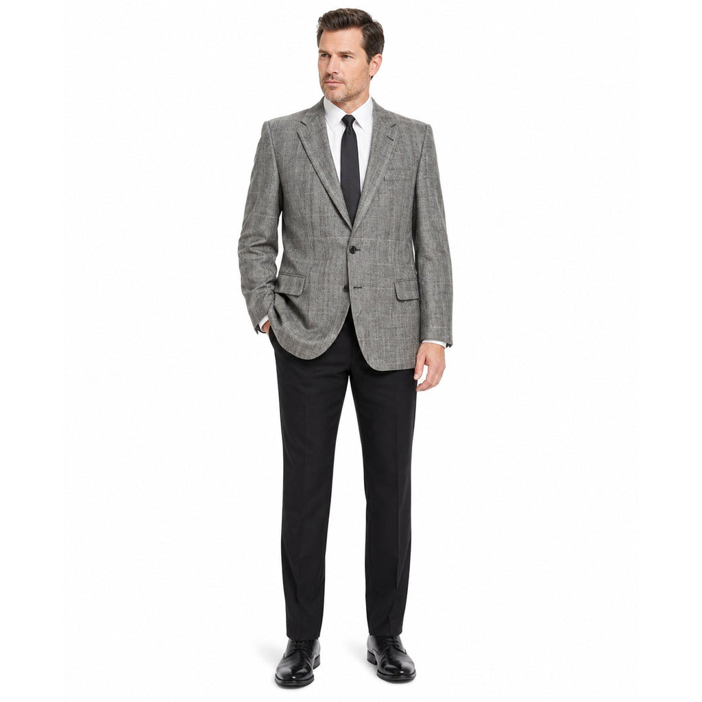 Valentino Uomo Mens Gray Windowpane Wool Blazer Sport Coat 42R Vintage
