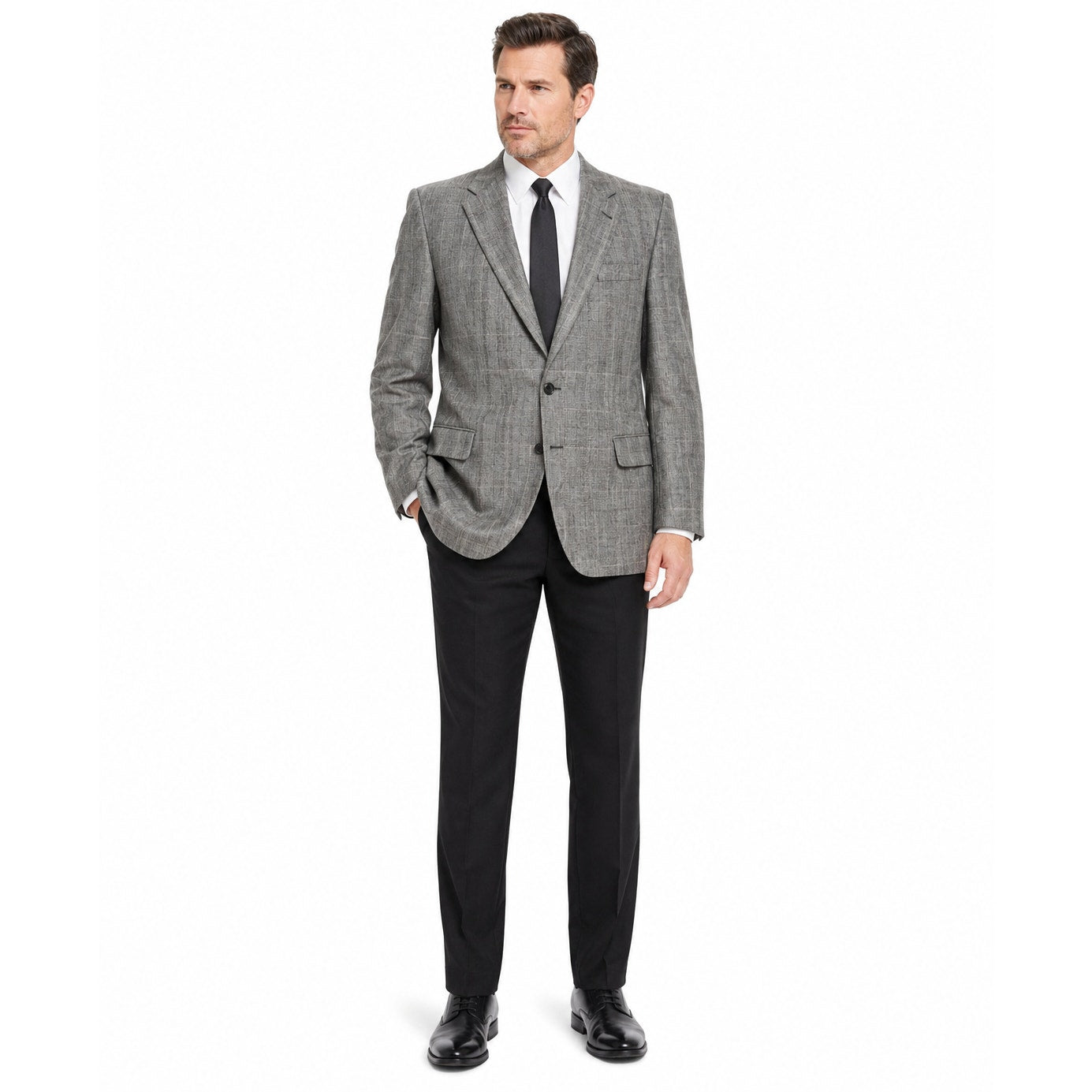 Valentino Uomo Mens Gray Windowpane Wool Blazer Sport Coat 42R Vintage