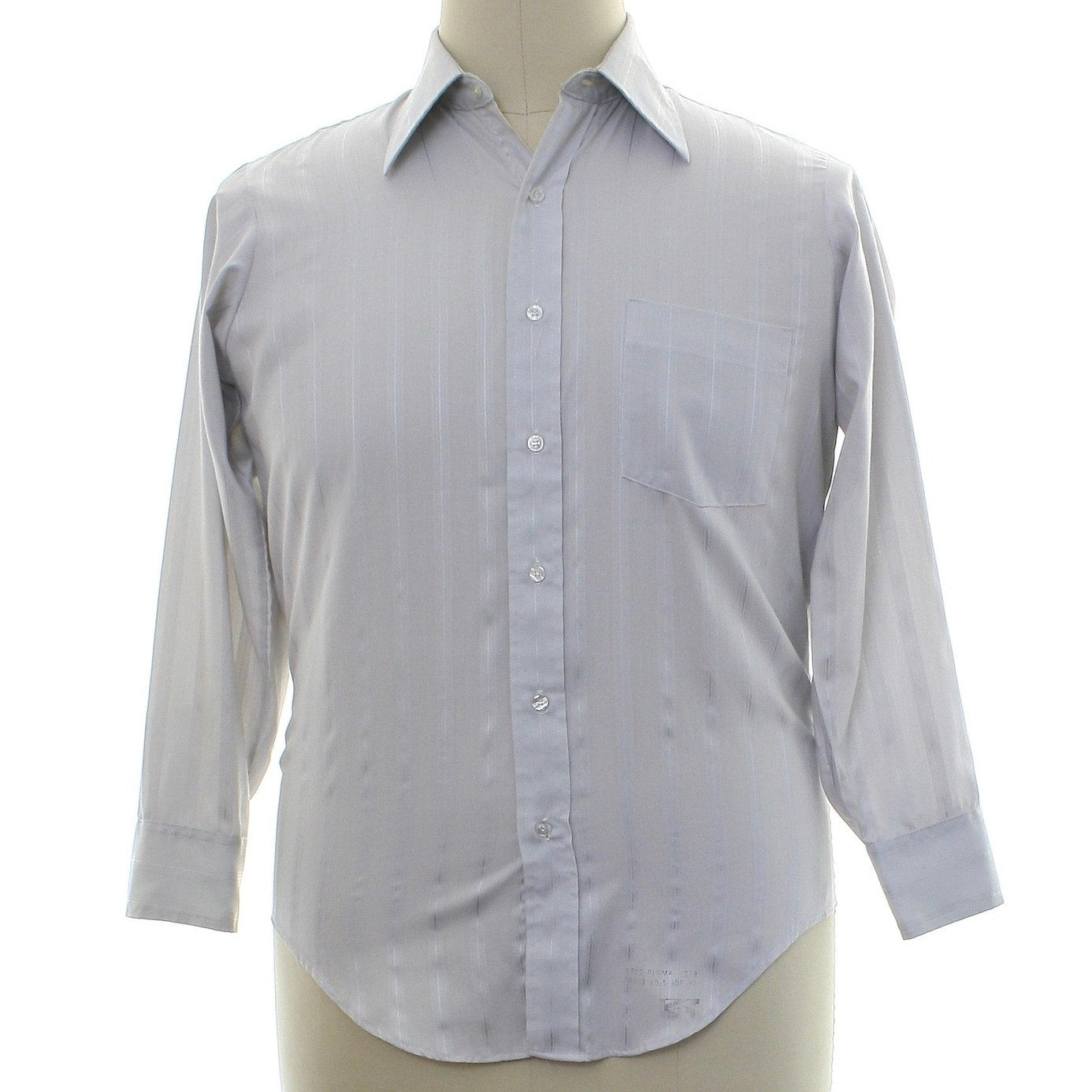 Vintage 80s Men's Medium Arrow Gray Stripe Button Front Dress Shirt 44 Chest