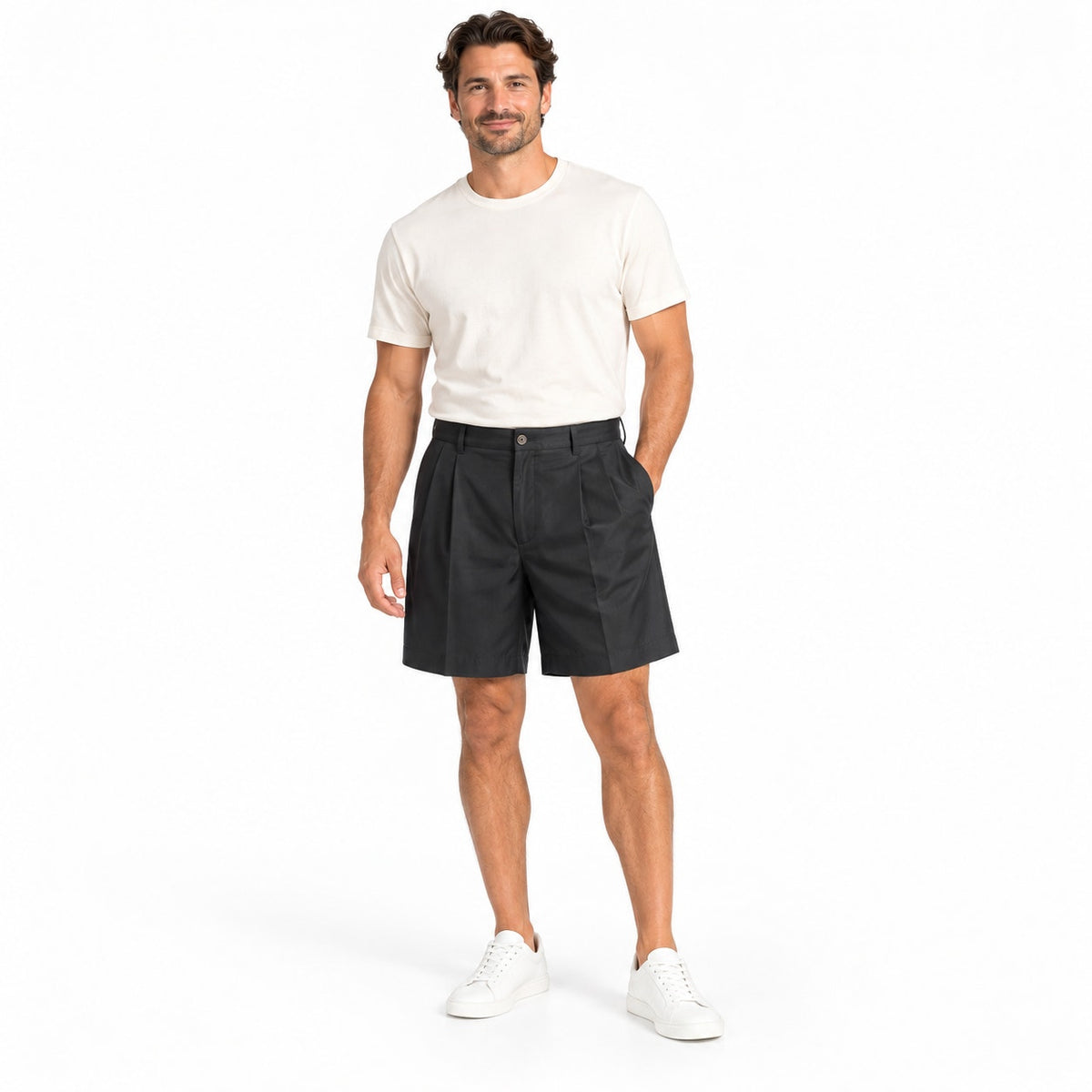 Vintage 90s Tommy Bahama Black Silk Pleated Shorts Men's 38 8” Inseam