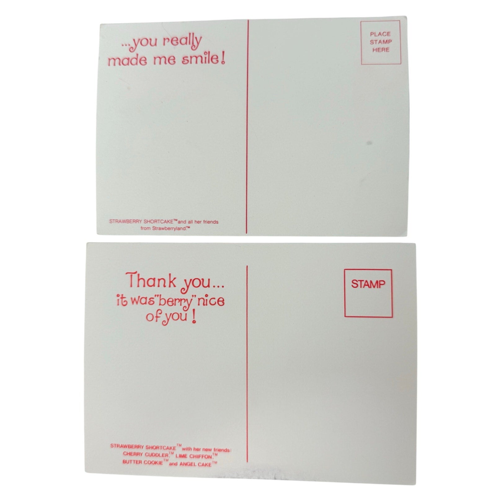 Vintage 1980s Strawberry Shortcake Thank You Postcards Set of 3 Unused