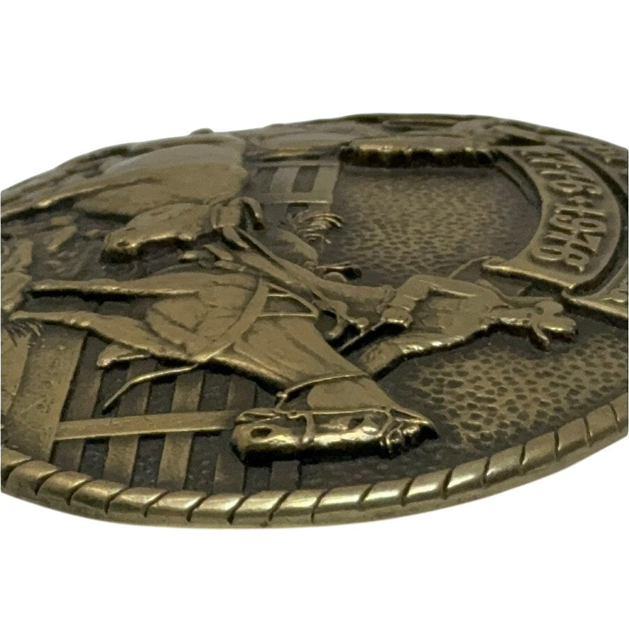 Tony Lama 1976 Bicentennial Solid Brass Rodeo Cowboy Belt Buckle Limited Ed 2490