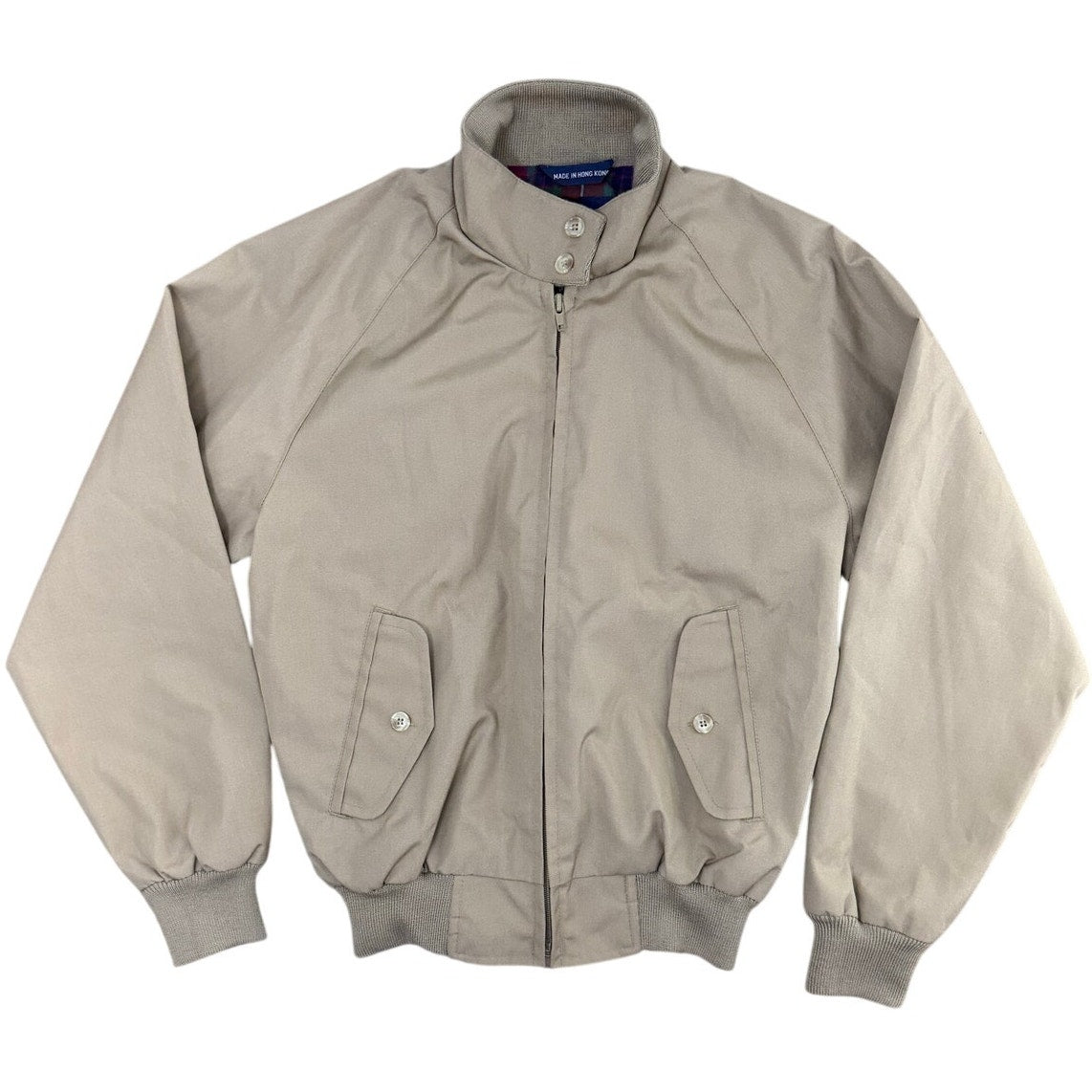 Vintage 90s Lands' End Women's Small Bomber Jacket Tan Plaid Lined Zip Front