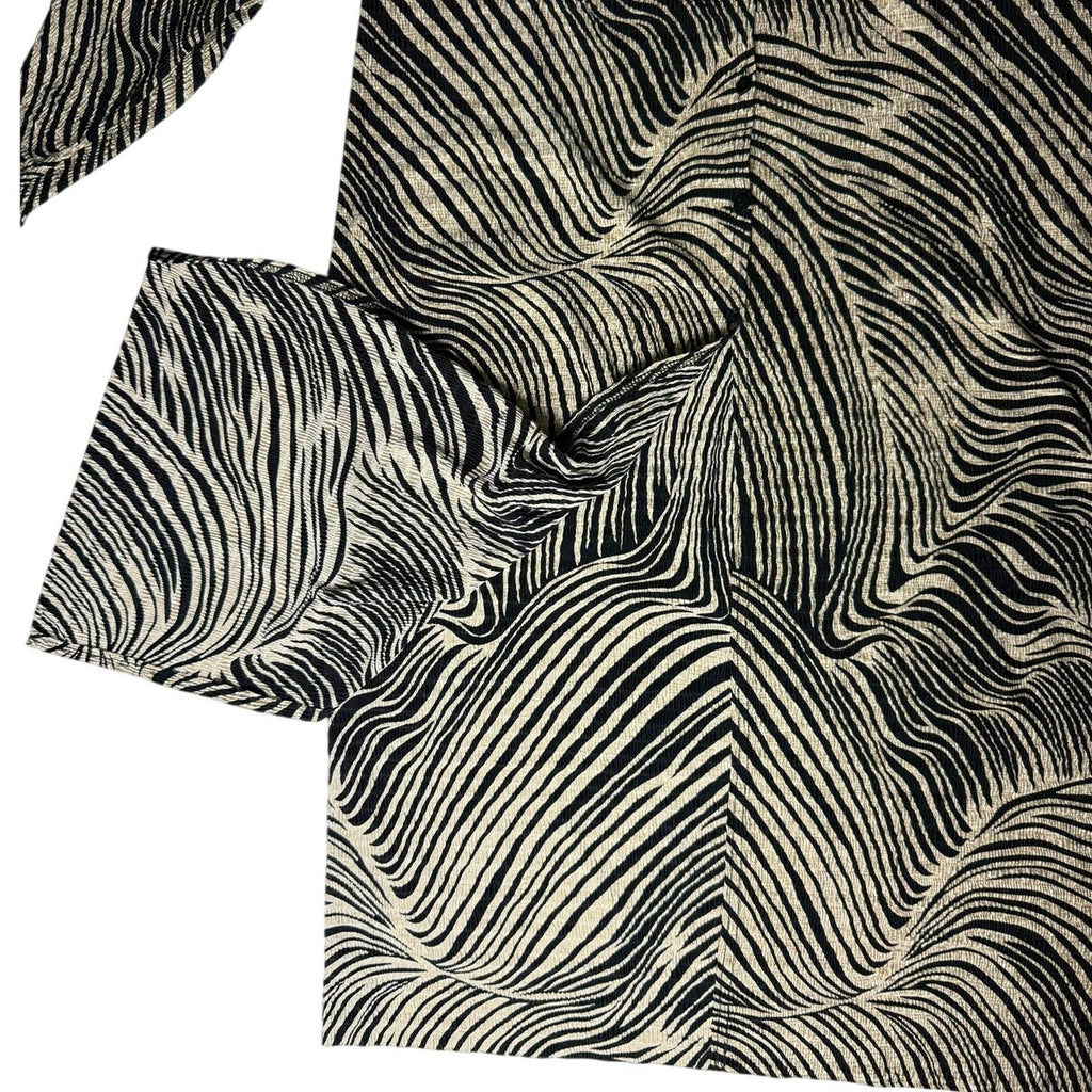 Vintage 80s Zebra Print Button Front Midi Dress Women Medium Pleat Pleat Rafael