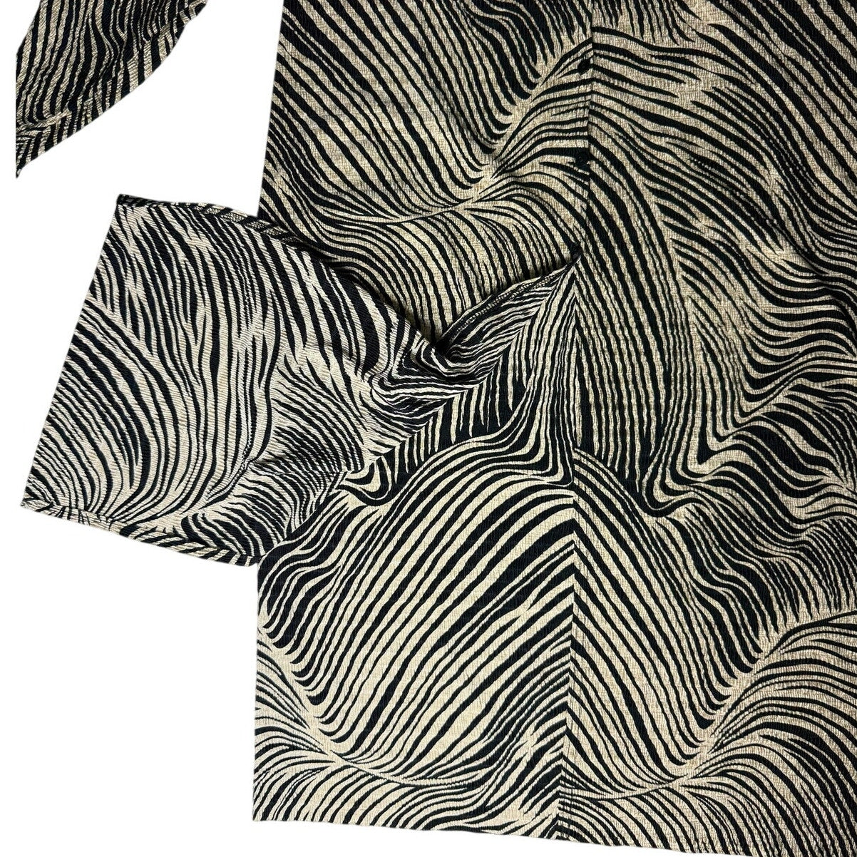 Vintage 80s Zebra Print Button Front Midi Dress Women Medium Pleat Pleat Rafael