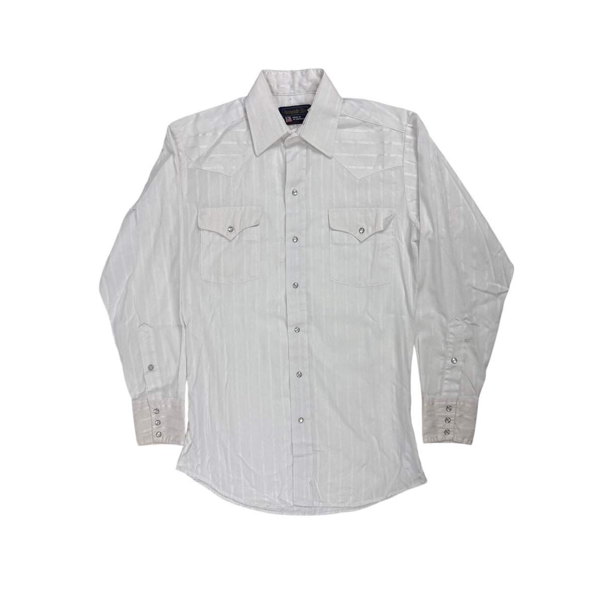 Vintage 80s Panhandle Slim White Pinstripe Pearl Snap Western Shirt Men's Small