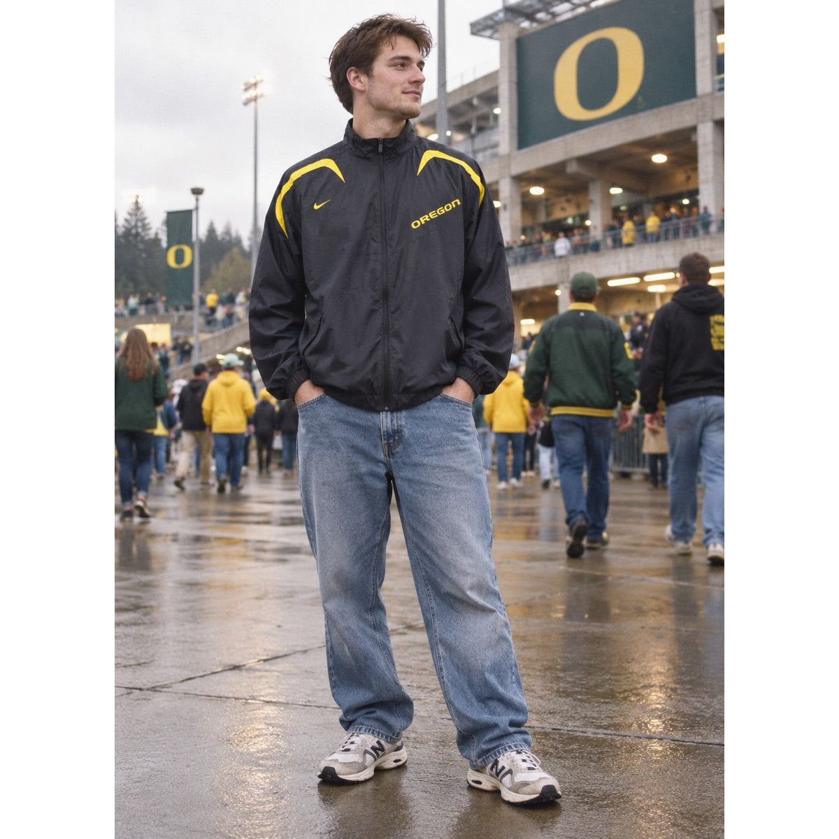 Vintage 2000s Nike Team Oregon Ducks Black Windbreaker Men’s Large