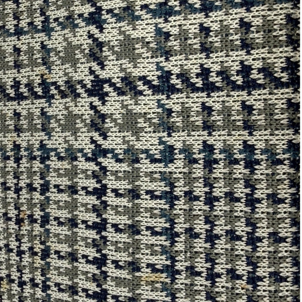Vintage 70s Blue Houndstooth Polyester Knit Wide Tie 57” Mod Disco