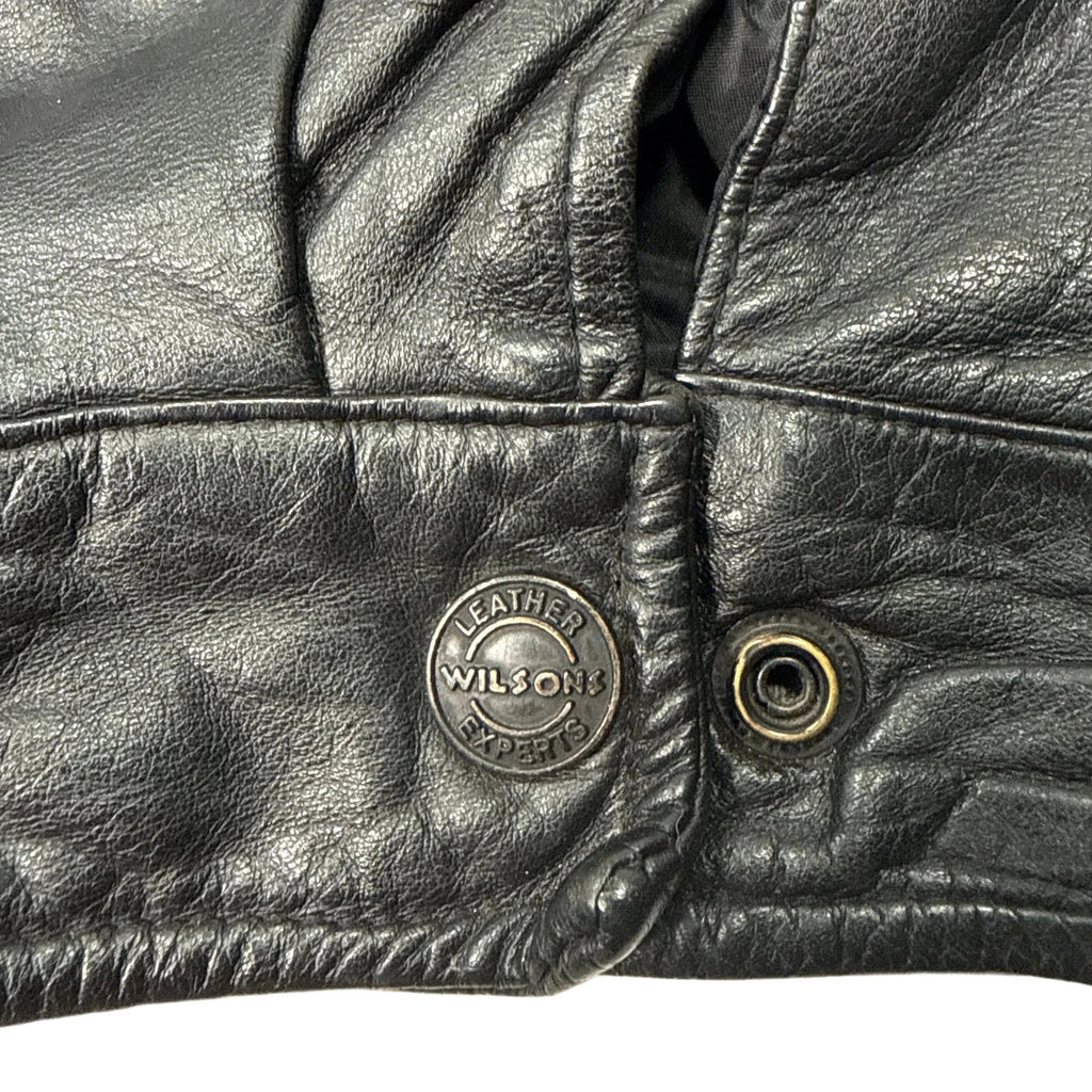 Vintage 90s Wilsons Black Leather Jackets Zip Front Snap Cuffs Lined Men’s XL