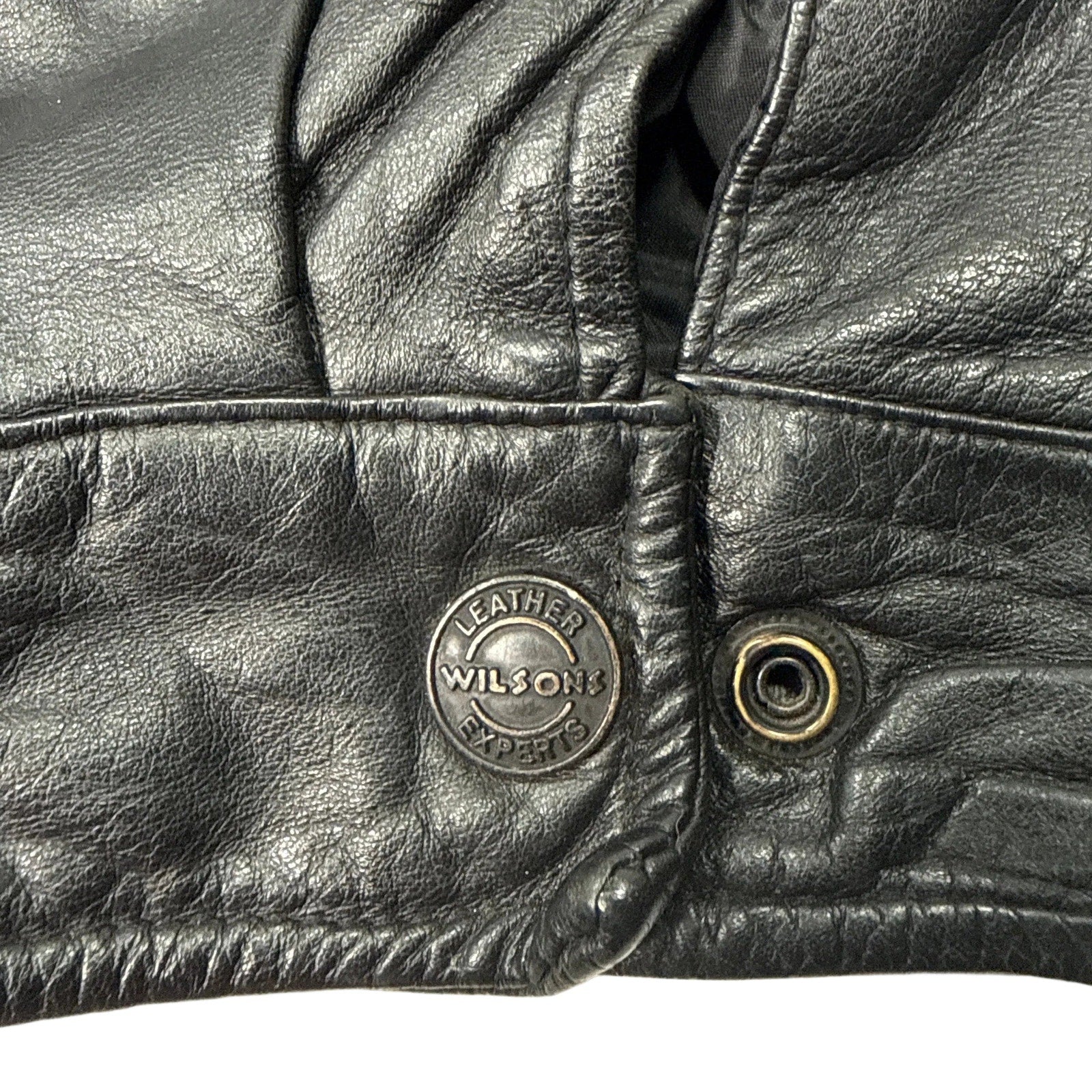 Vintage 90s Wilsons Black Leather Jackets Zip Front Snap Cuffs Lined Men’s XL