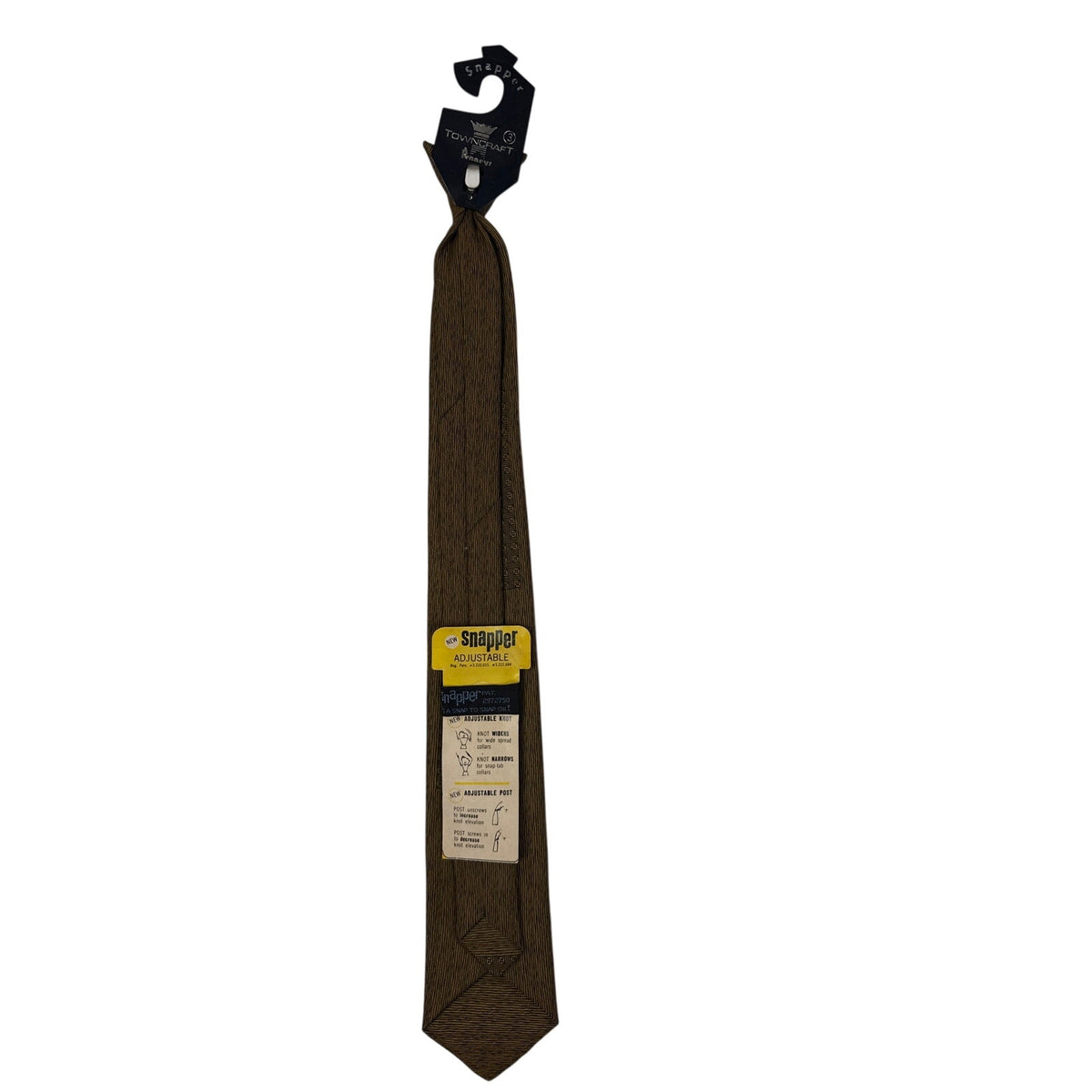Vintage 60s Towncraft Penneys Olive Green Skinny Snapper Clip-On Tie 17”