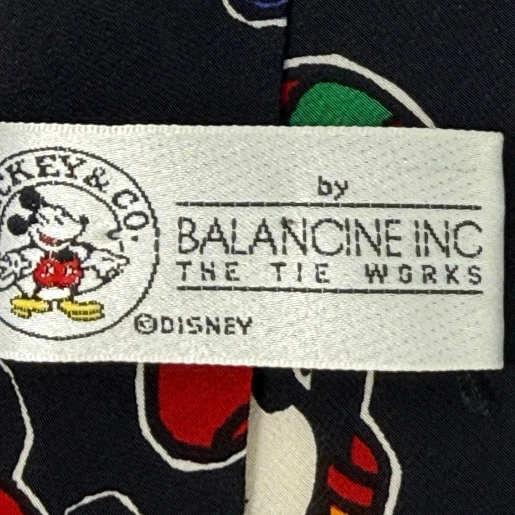 Vintage 90s Disney Mickey Mouse Sports Silk Tie Balancine Korea 58.5" Novelty