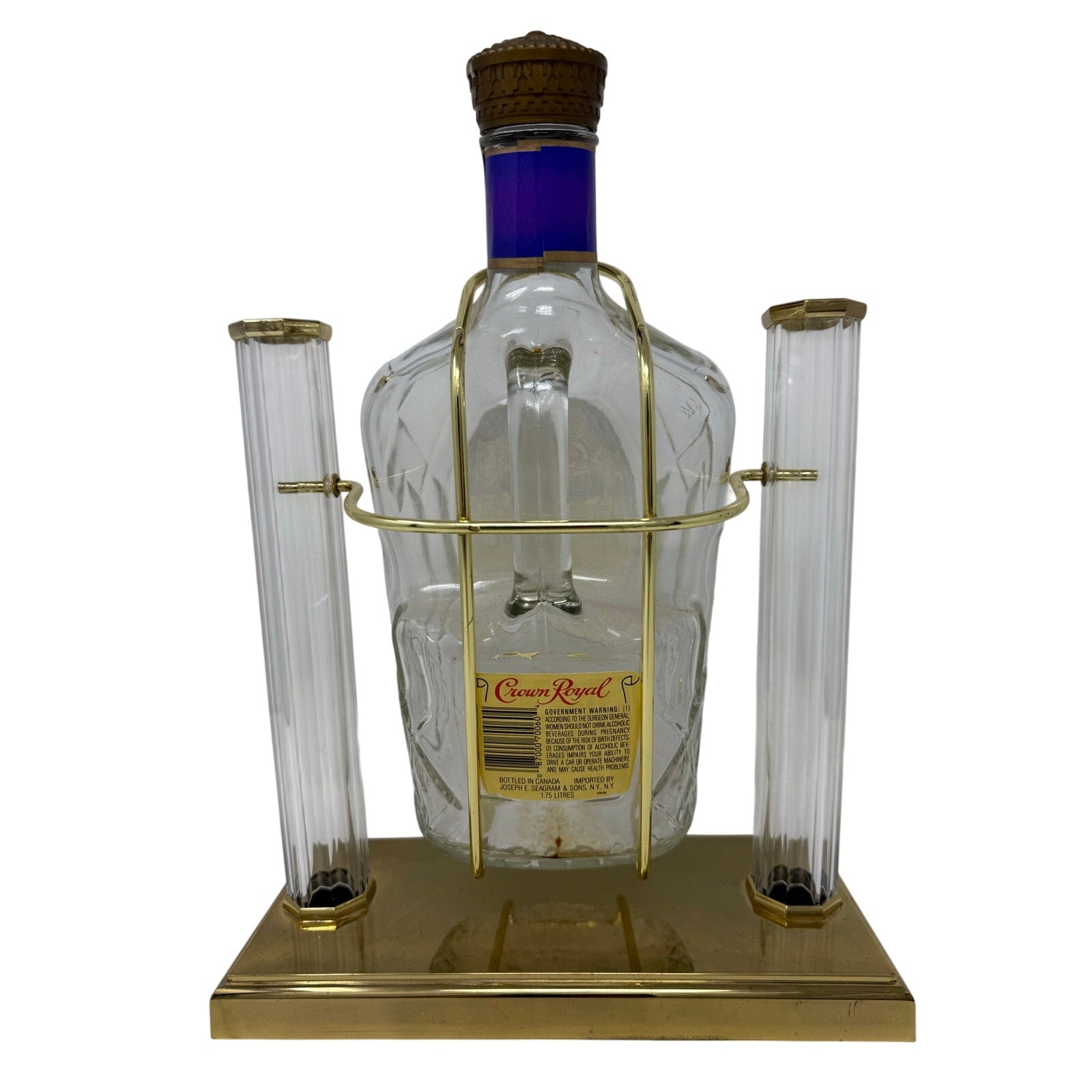 Vintage 80s Crown Royal Glass Display Bottle Bar Decor Collectible