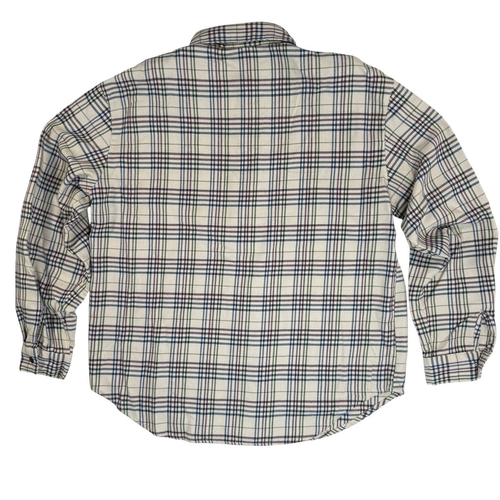Vintage Plaid Flannel Button Down Shirt Roll Tab Embroidered Women's Medium
