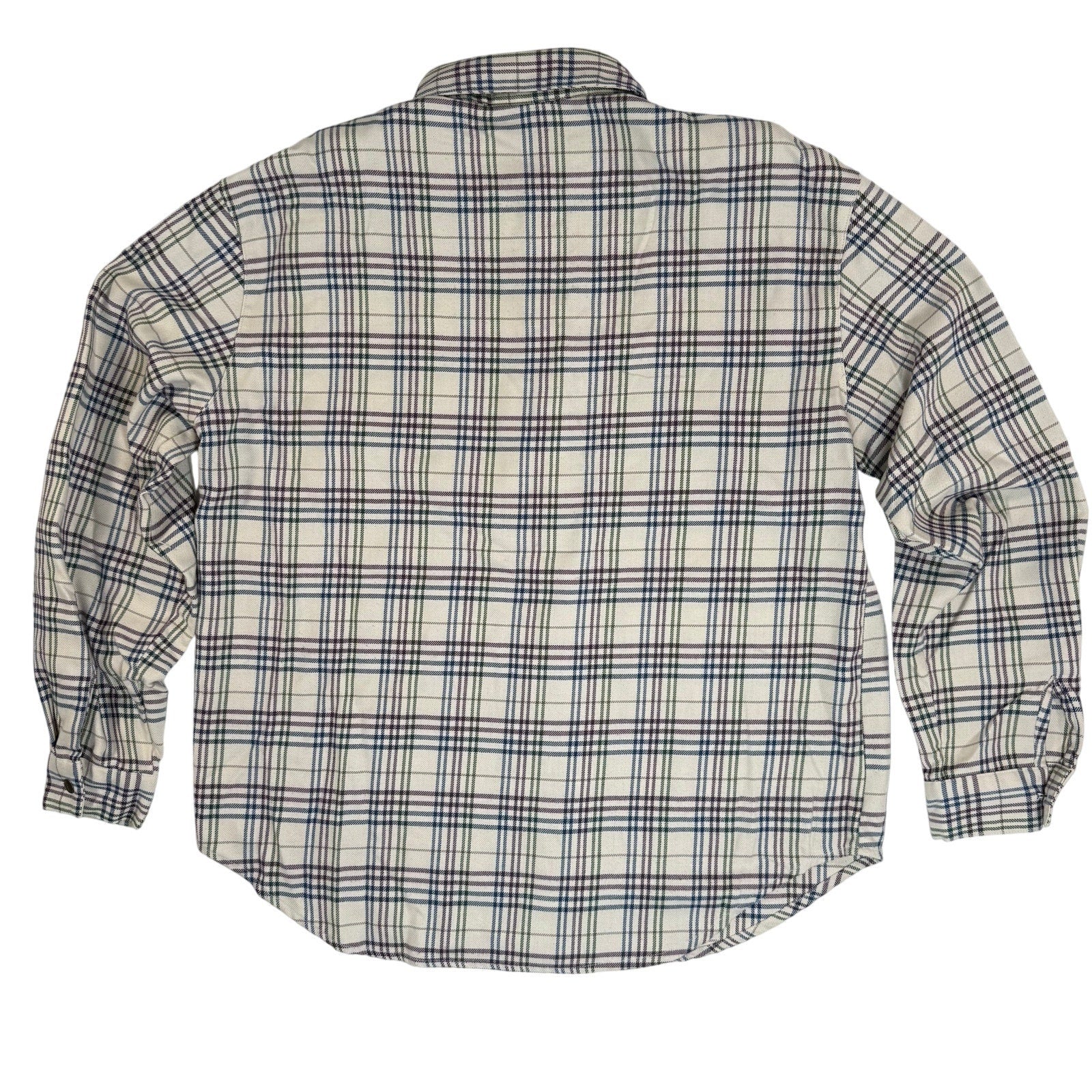 Vintage Plaid Flannel Button Down Shirt Roll Tab Embroidered Women's Medium