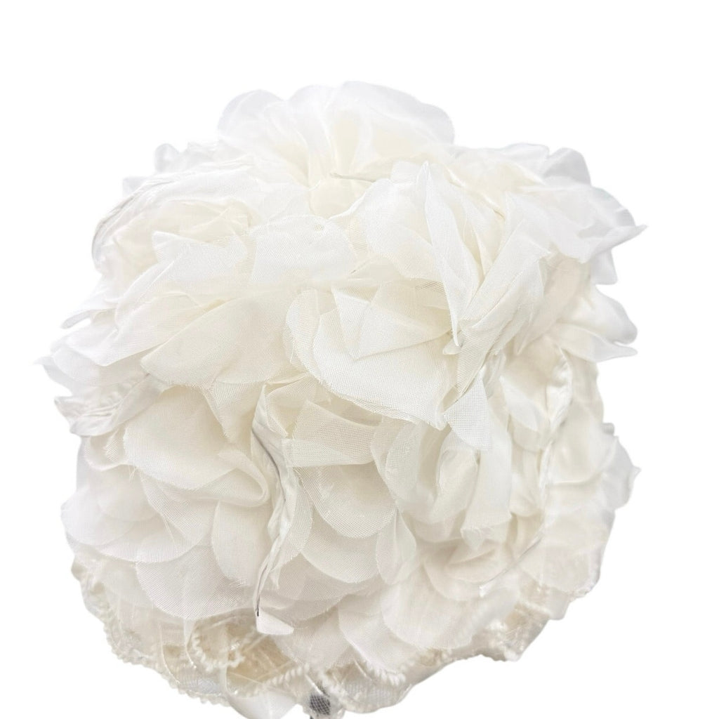 Vintage 50s White Chiffon Floral Brim Hat Union Label Formal