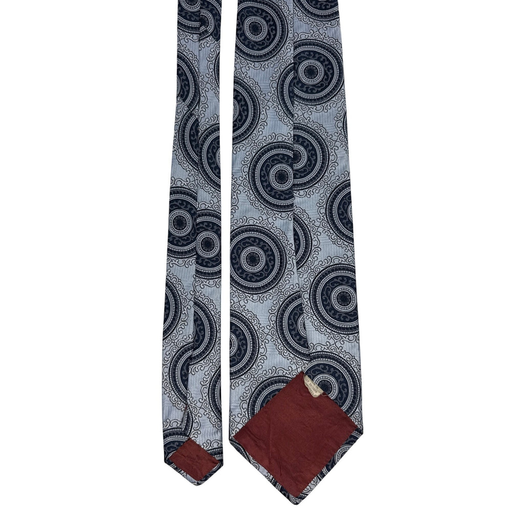 Vintage 70s Blue Circle Geometric Wide Polyester Tie British Made