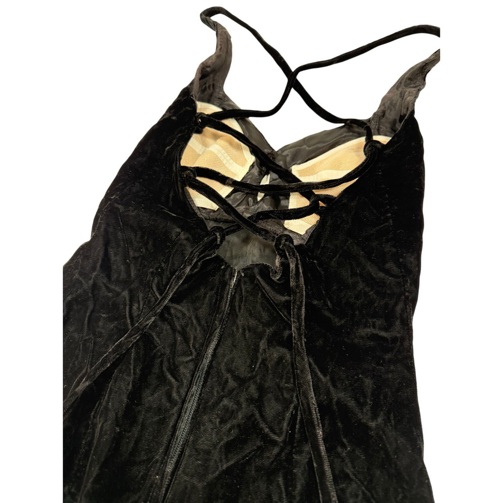 Vintage 90s Nadine Black Velvet Maxi Formal Dress Women’s Juniors 3