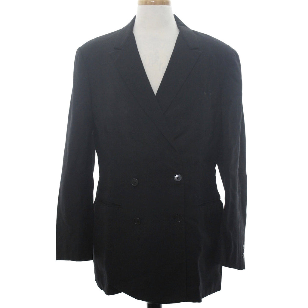 Vintage 70s Black Double Breasted Wool Blend Sport Coat Men's Large 42R