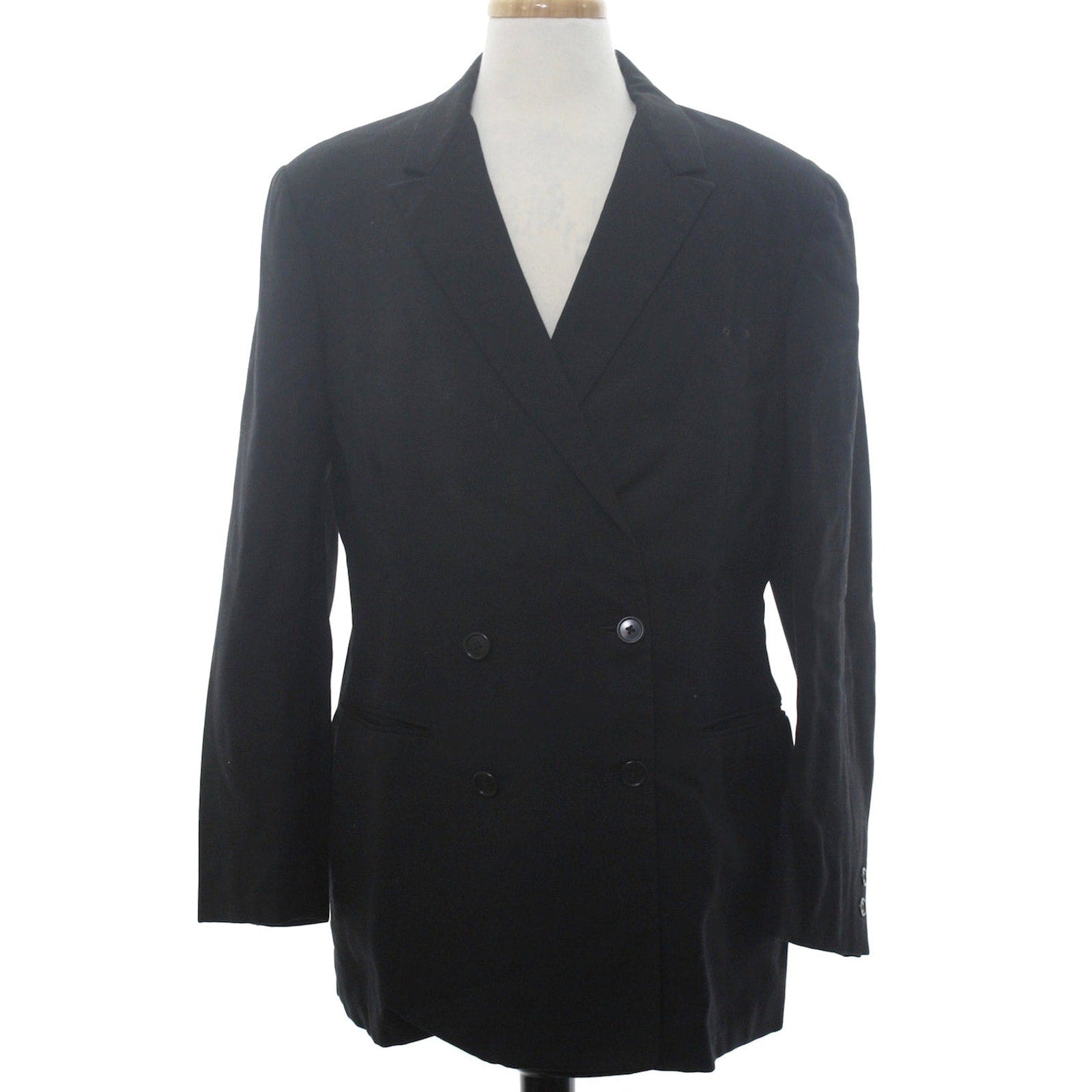 Vintage 70s Black Double Breasted Wool Blend Sport Coat Men's Large 42R