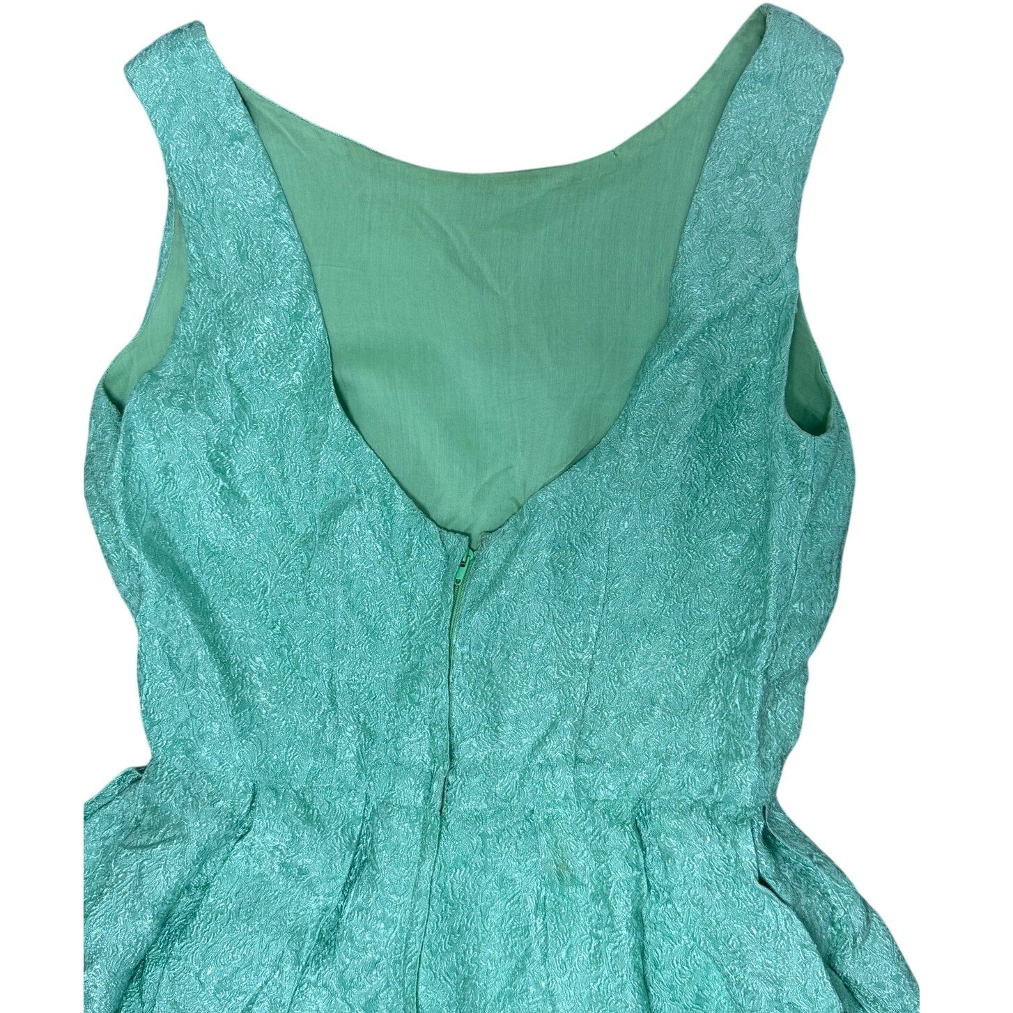 Vintage 60s Women's XS Mint Green Textured Rayon Maxi Dress